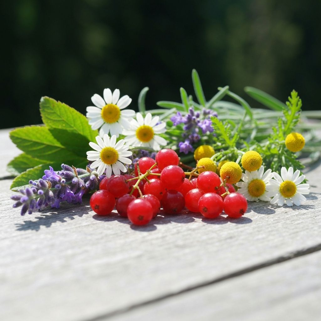 Frische Beeren und Kräuter
